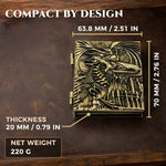 Dice codex dimensions showing 70 by 63.8 by 20 mm and a net weight of 220 g.
